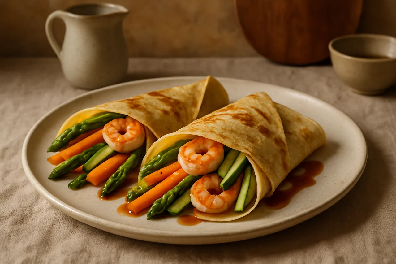 Foto de Crepes de Verduras y Langostinos
