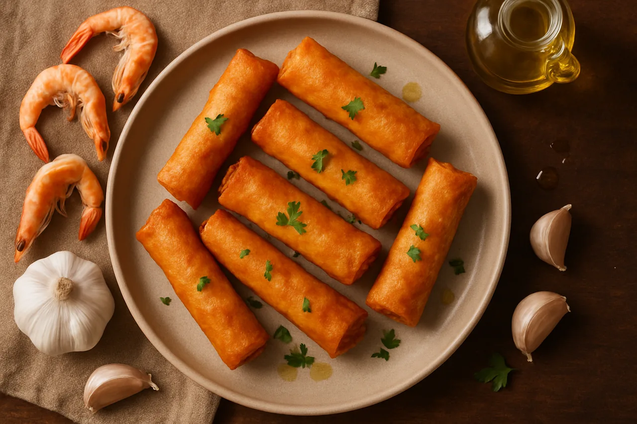 Foto de Croquetas de Ajos y Gambas en Pasta Brick