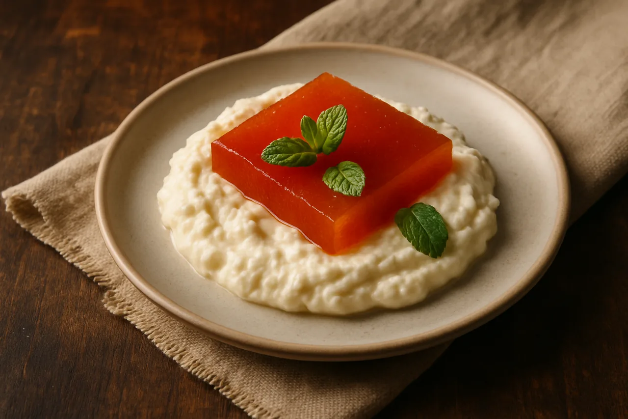 Foto de Cuajada con gelatina de membrillo