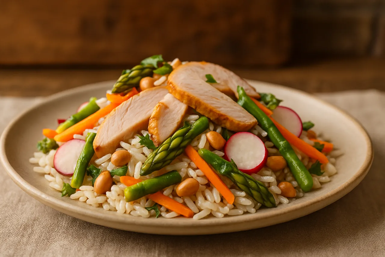 Foto de Ensalada de arroz con pavo y cacahuetes