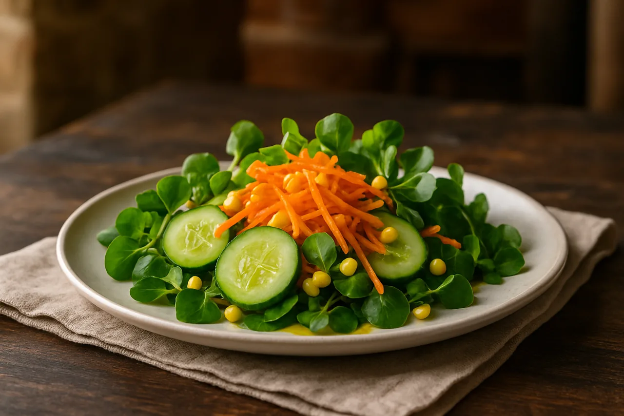 Foto de Ensalada de Berros, Pepino y Zanahoria