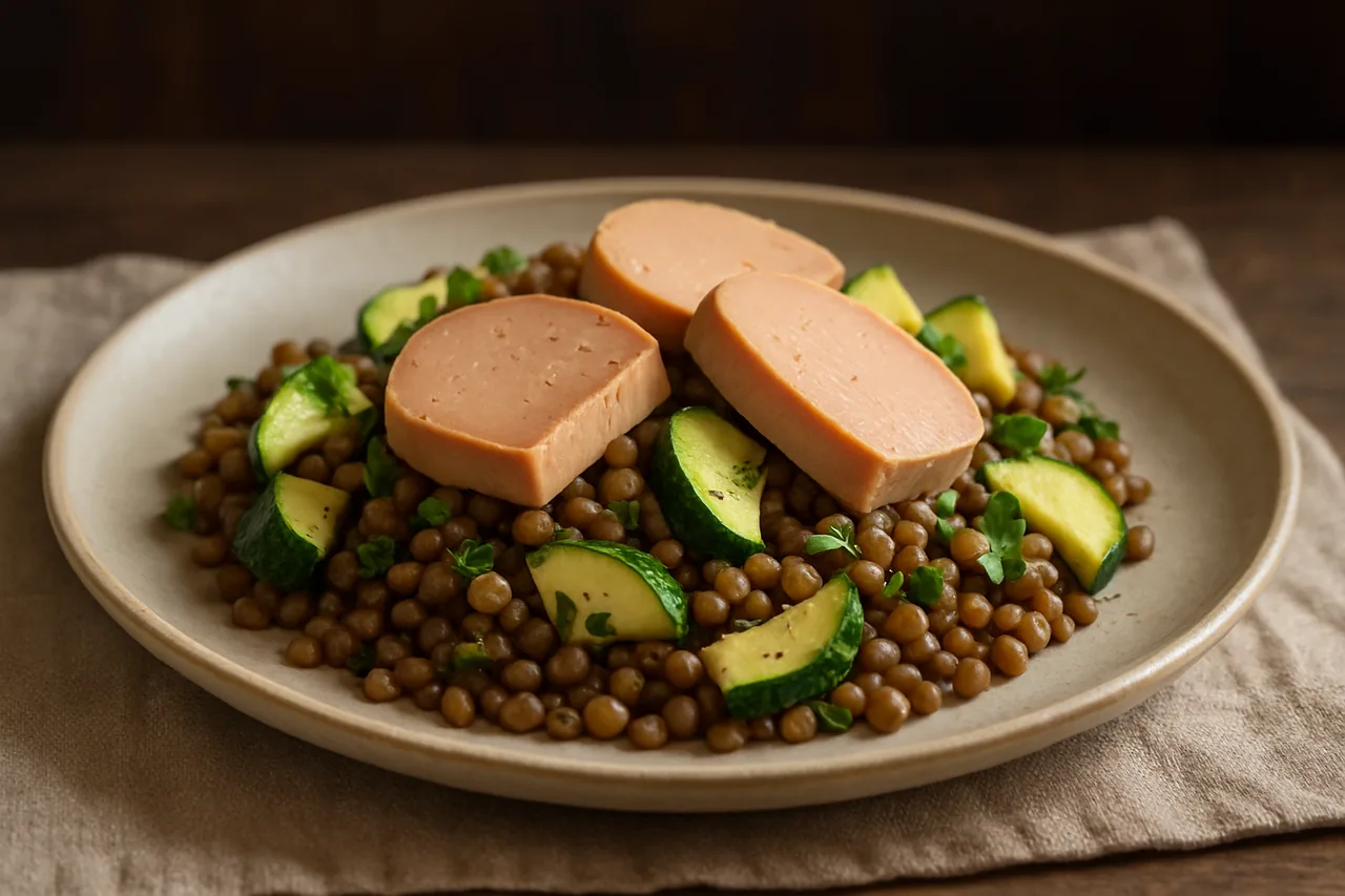 Foto de Ensalada de Lentejas, Calabacín y Foie