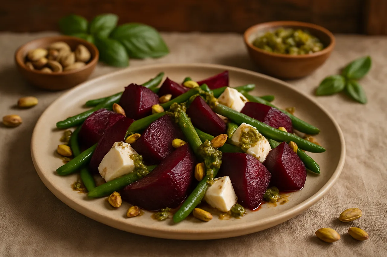 Foto de Ensalada de Remolacha y Queso con Pesto de Pistachos