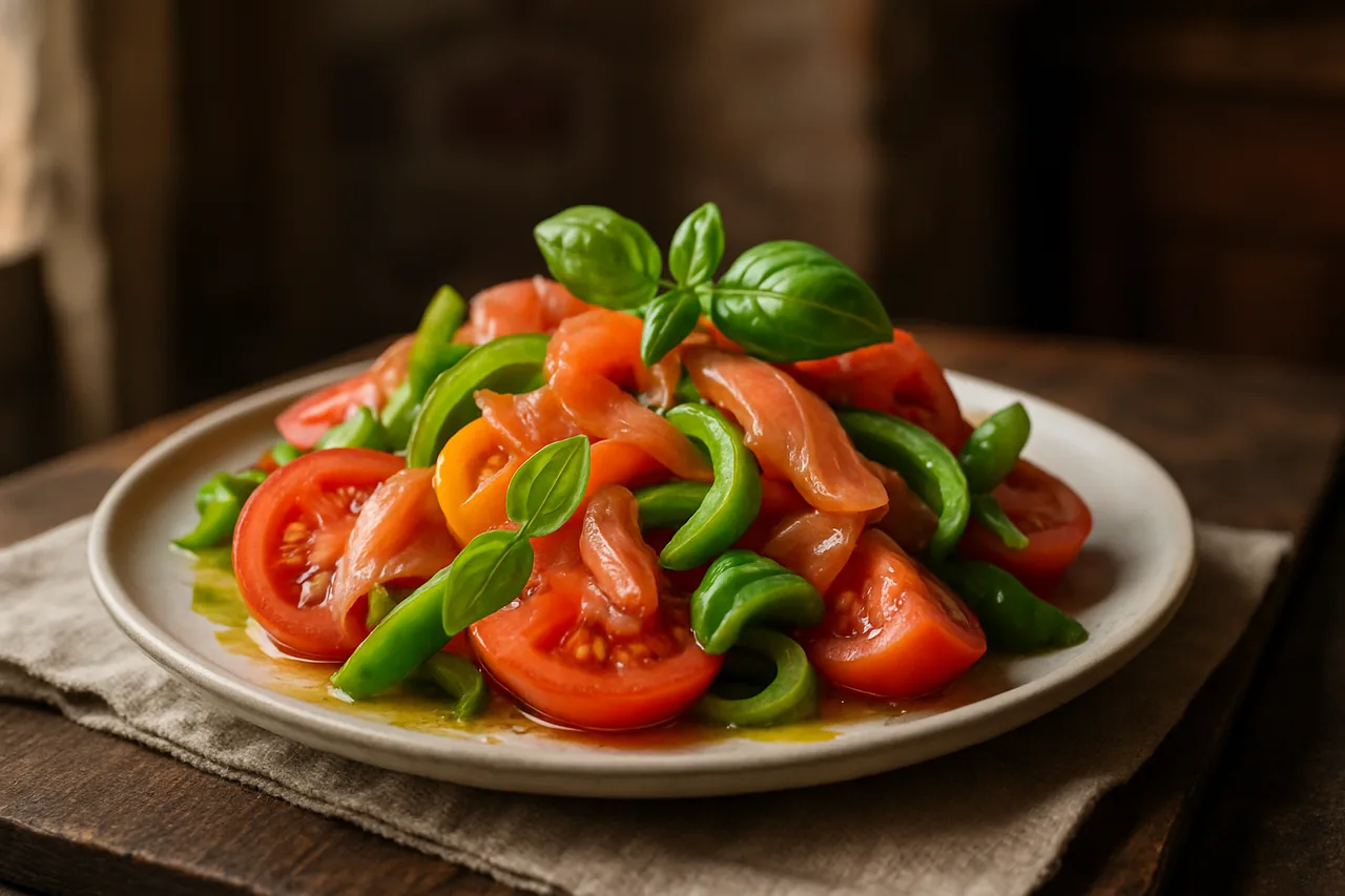 Foto de Ensalada de Tomate, Pimientos y Salmón