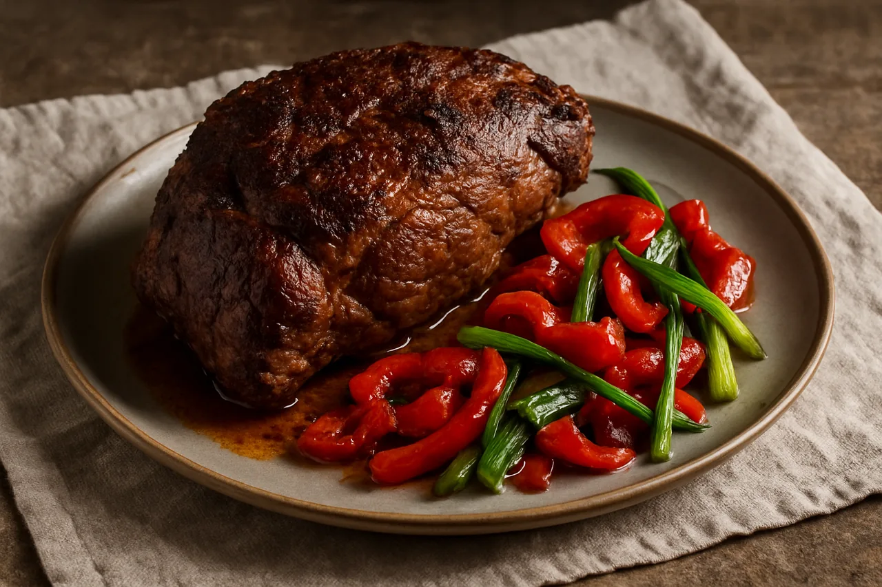 Foto de Espaldilla Asada con Pimientos y Cebolleta