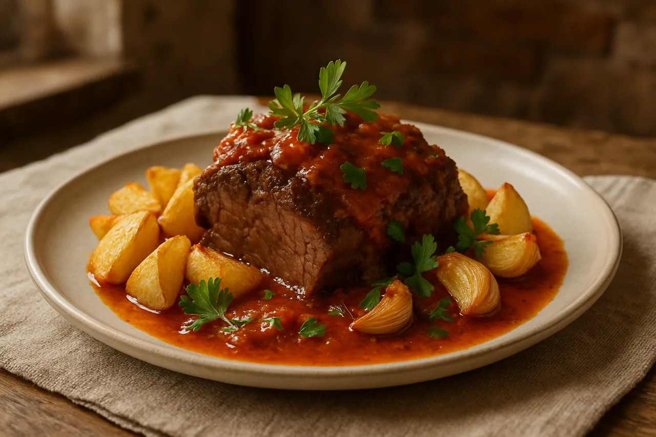 Foto de Espaldilla con Salsa Española y Patatas