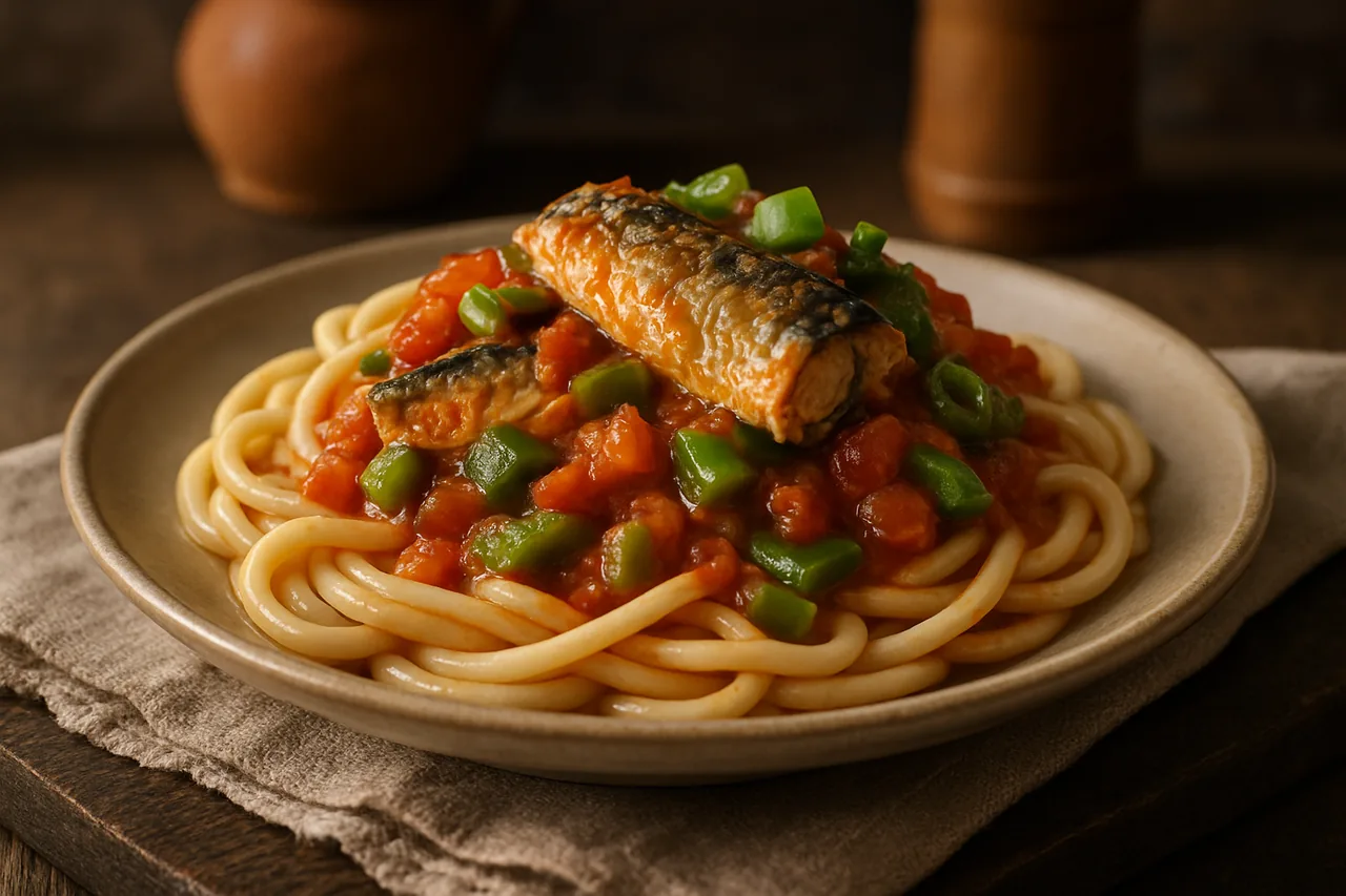 Foto de Fideos con Caballa en Salsa de Tomate