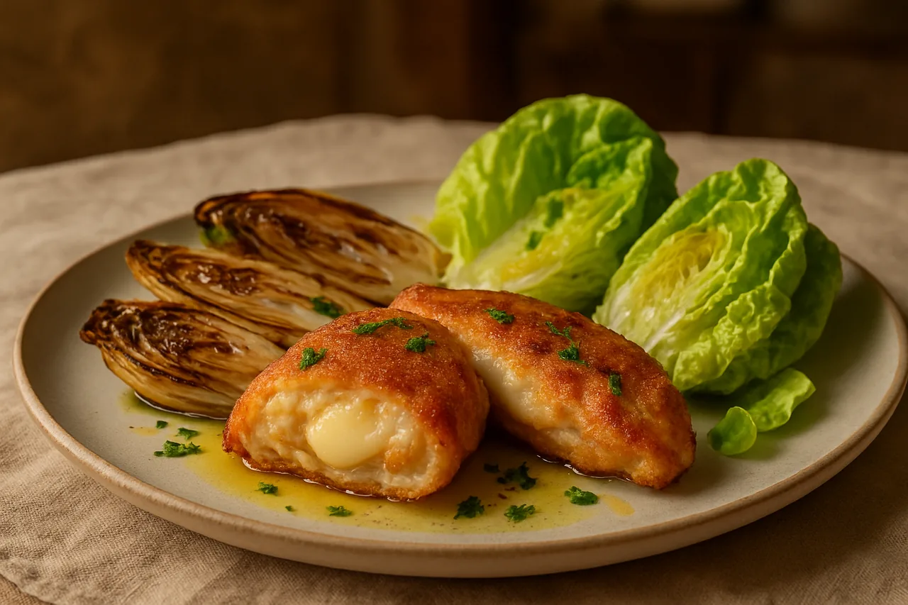 Foto de Filetes de Gallo Rellenos de Queso con Verduras a la Plancha
