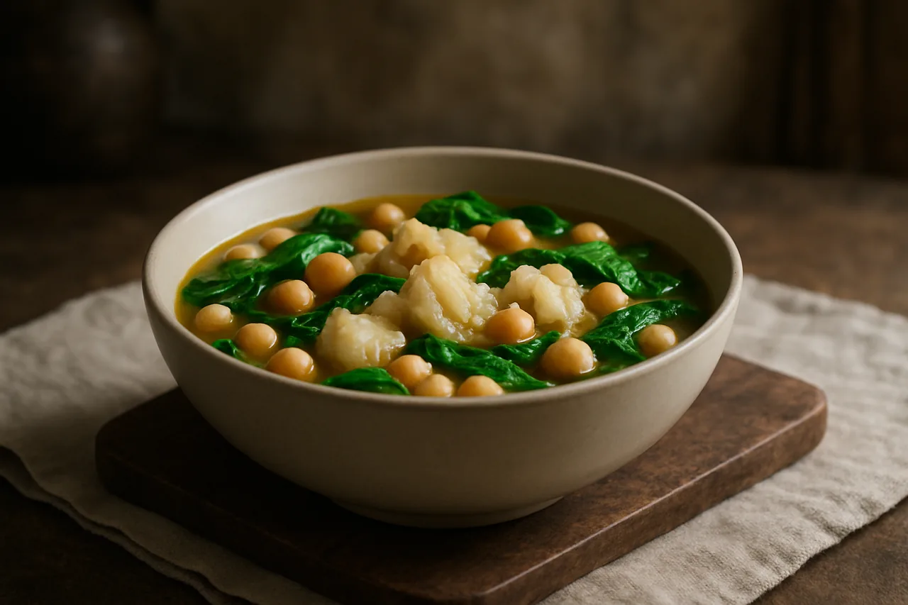 Foto de Garbanzos con bacalao y espinacas