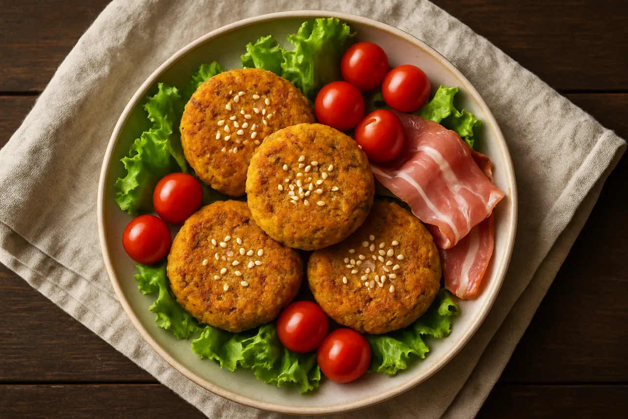 Foto de Hamburguesas de Garbanzos con Ensalada