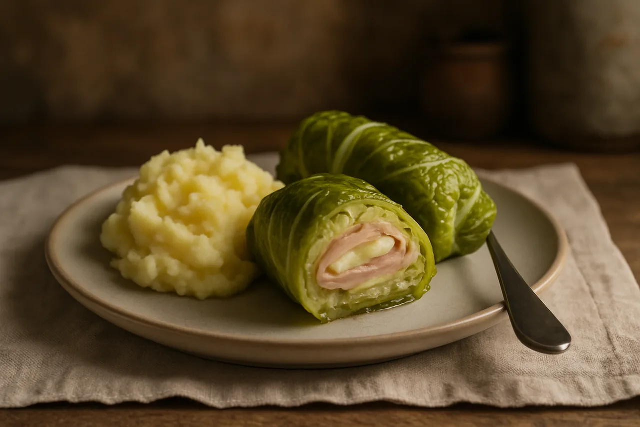 Foto de Hojas de col rellenas de jamón y queso