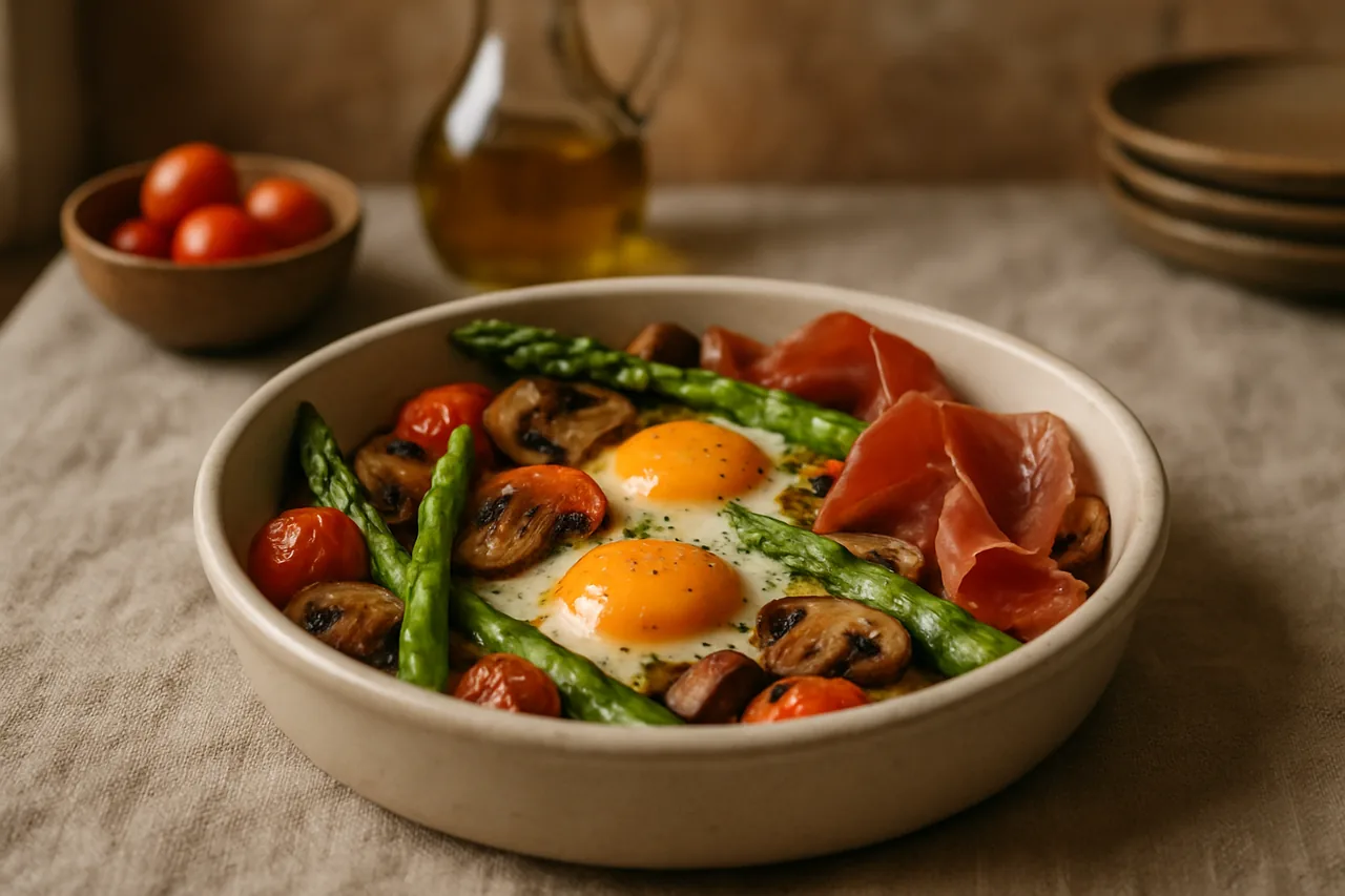 Foto de Huevos al Horno con Verduras y Jamón