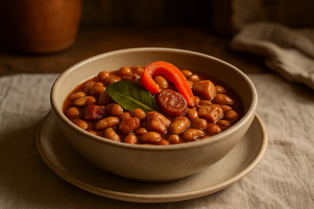 Judías pintas con chorizo y panceta — receta canaria