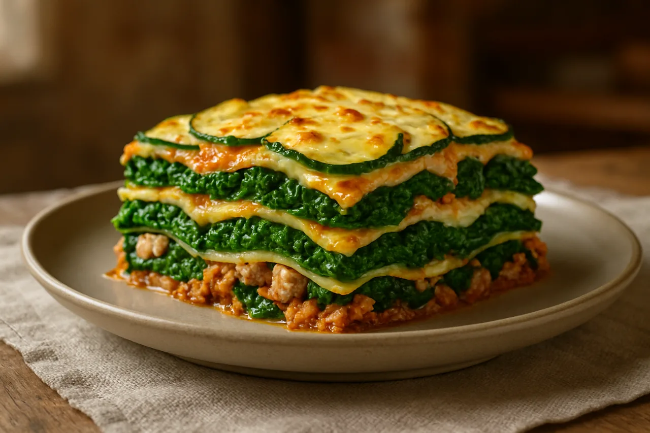 Foto de Lasaña de espinacas, pavo y calabacín