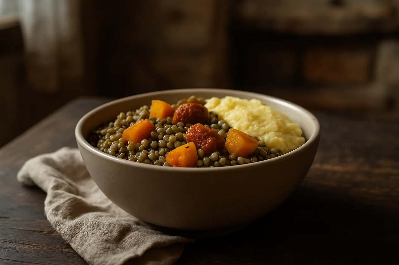 Foto de Lentejas con Chorizo de Calabaza y Polenta
