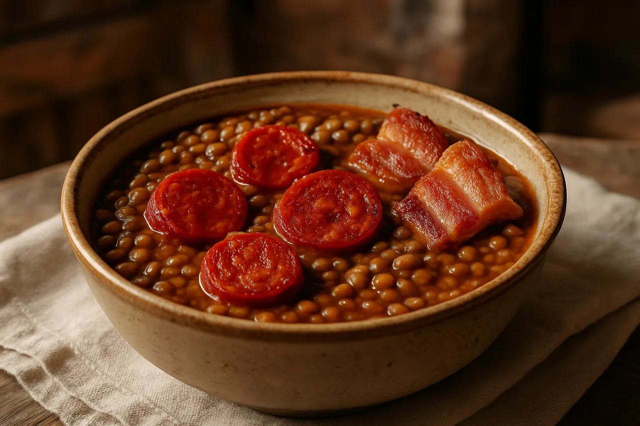 Lentejas con chorizo y panceta — receta canaria
