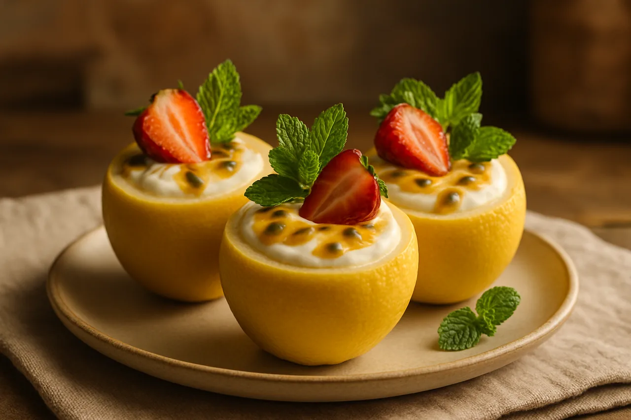 Foto de Limones Rellenos de Yogur y Fruta de la Pasión
