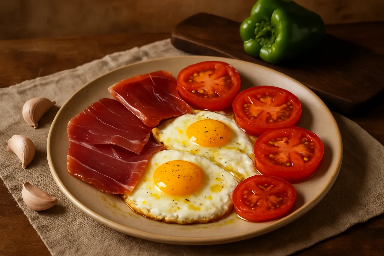 Foto de Magras con tomate y huevo frito