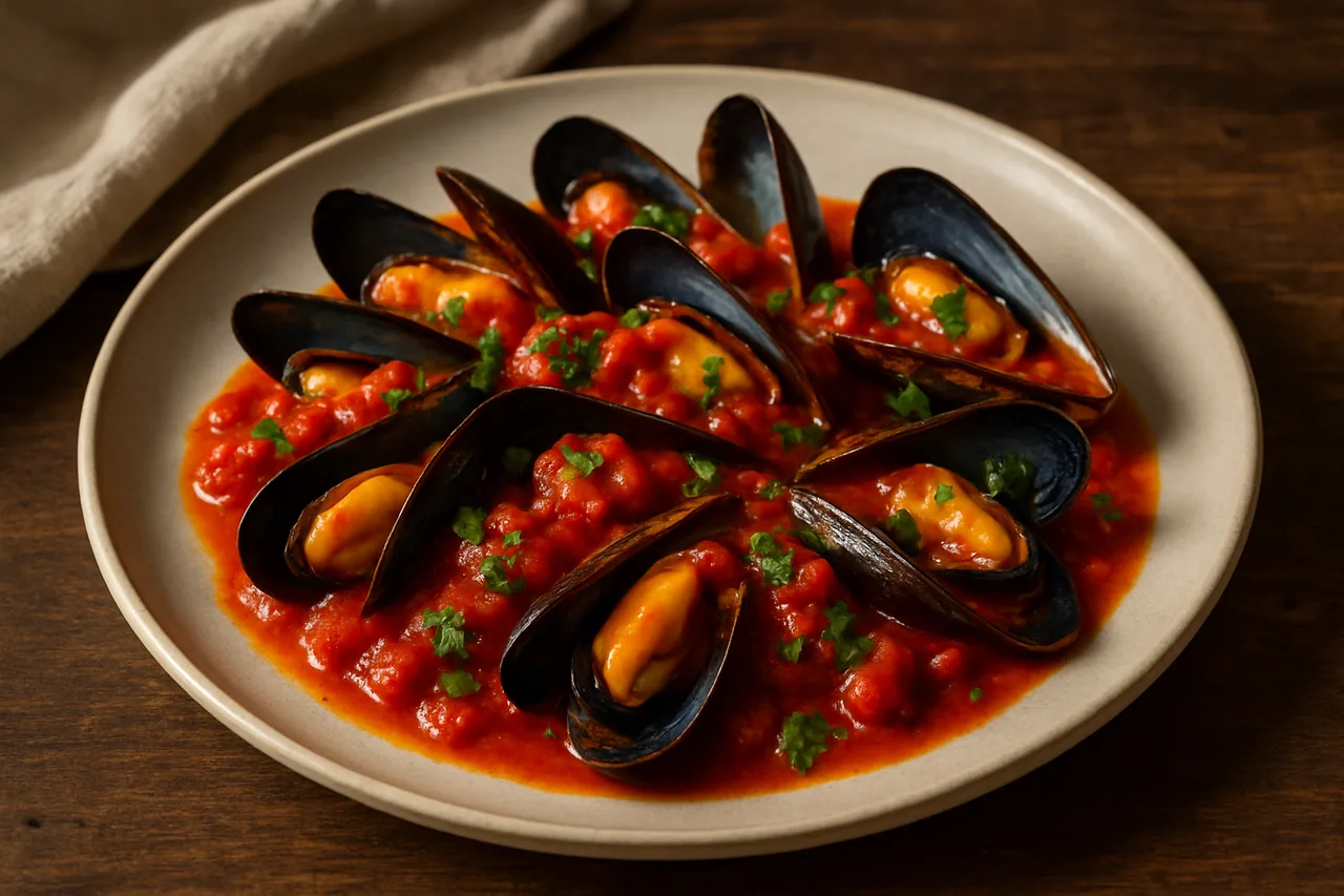 Foto de Mejillones en Salsa de Tomate Picante