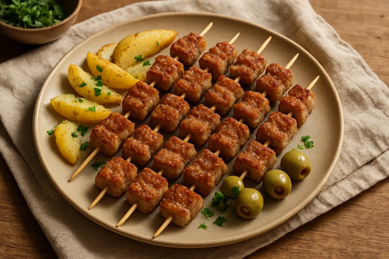 Foto de Minipinchos de Cerdo con Papas Aliñadas