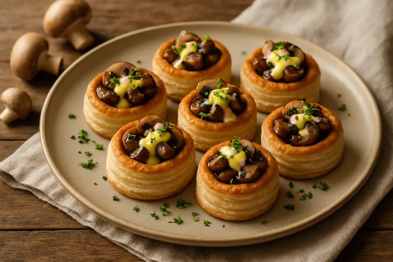 Foto de Minivolovanes de champiñones con salsa holandesa