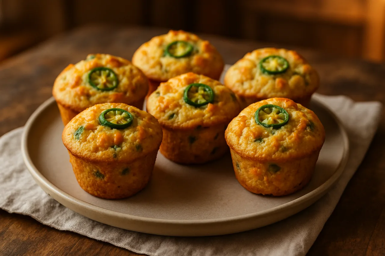 Foto de Muffins de Pan de Maíz con Jalapeño y Queso Cheddar