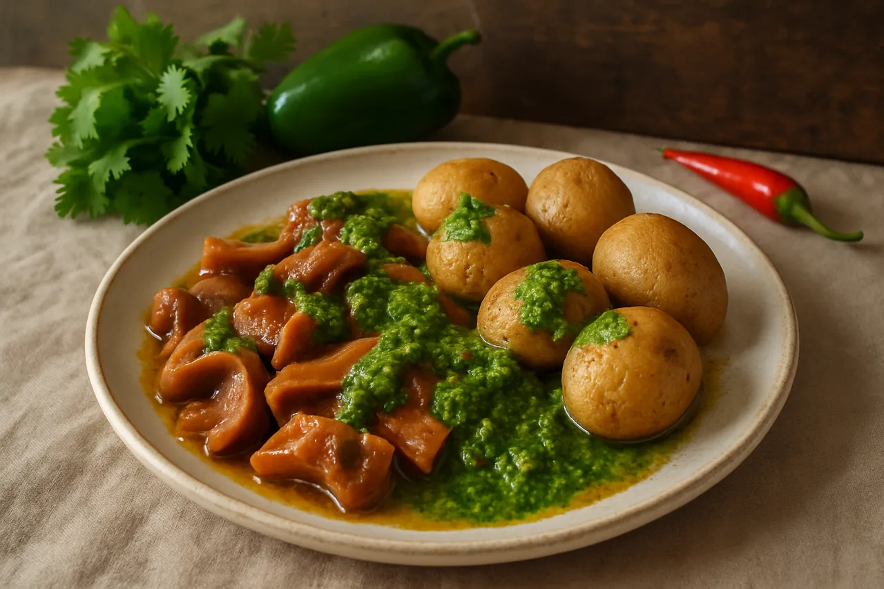 Orejas de cerdo con papas y mojo de cilantro — receta canaria
