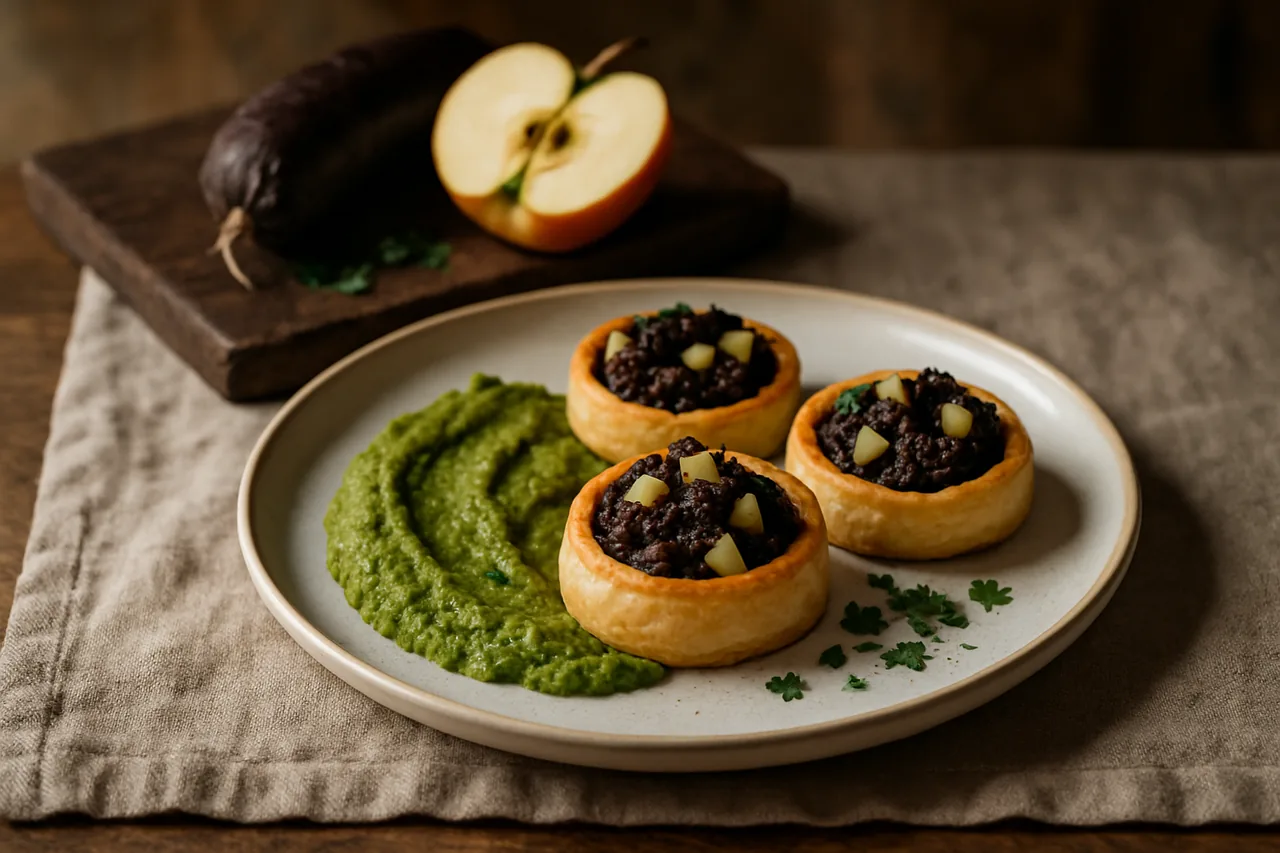 Foto de Ovnies de Morcilla y Manzana con Puré de Berza
