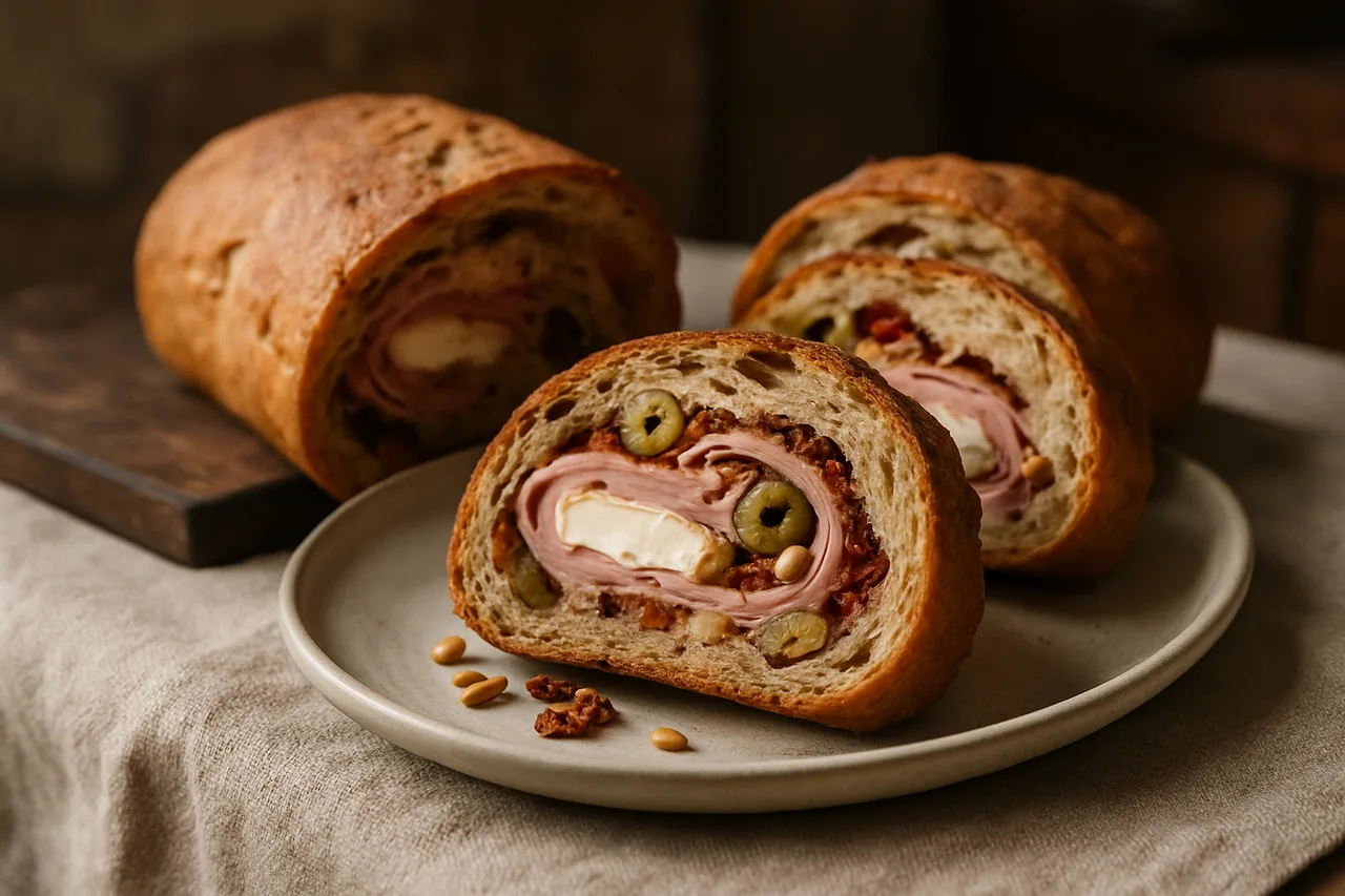 Foto de Pan de Jamón con Queso y Aceitunas Aliñadas