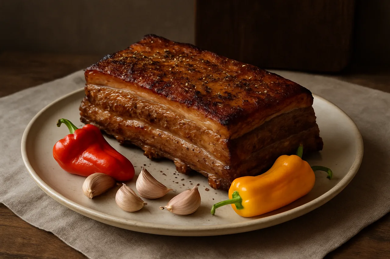 Panceta fresca de cerdo con costilla — receta canaria