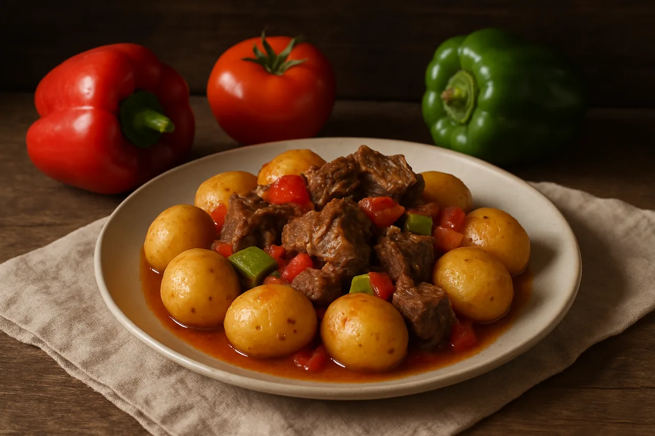 Papas con carne — receta canaria