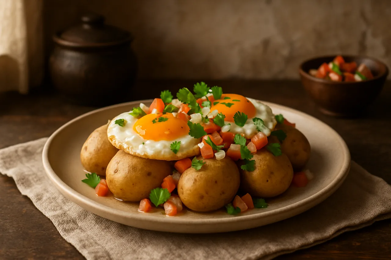 Papas con huevo — receta canaria