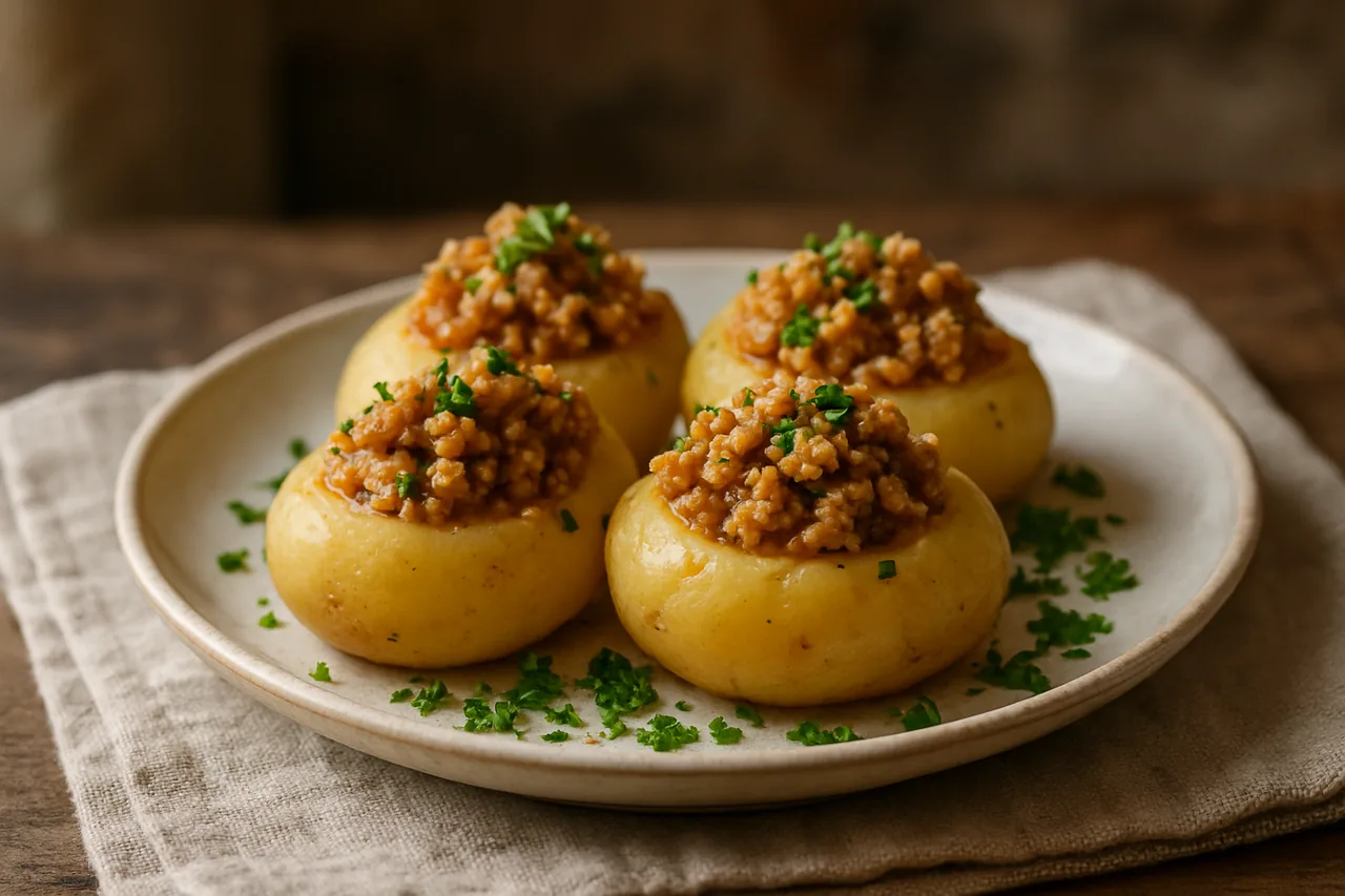 Papas rellenas de carne — receta canaria