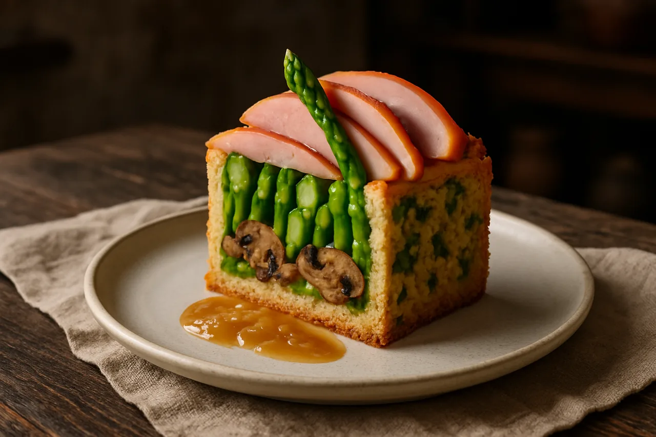 Foto de Pastel de Espárragos, Setas y Pavo Curado