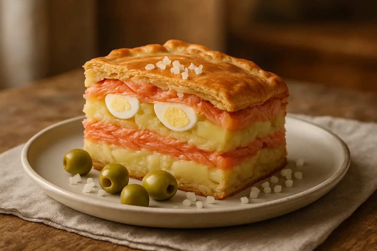 Pastel de papa y salmón ahumado — receta canaria
