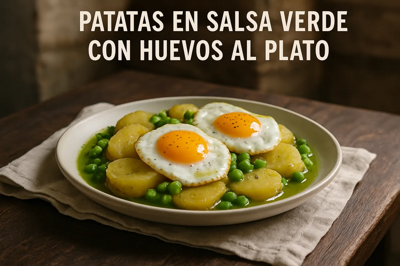 Foto de Patatas en Salsa Verde con Huevos al Plato