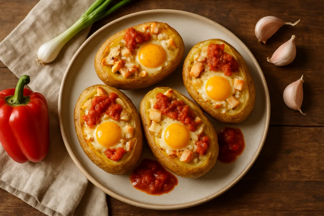 Foto de Patatas rellenas de huevo, pavo y queso