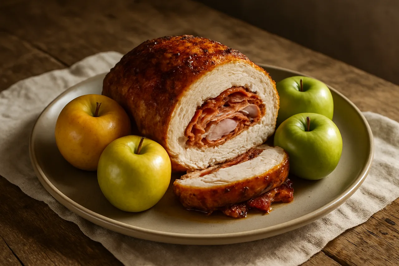 Foto de Pavo Mechado con Manzana Asada