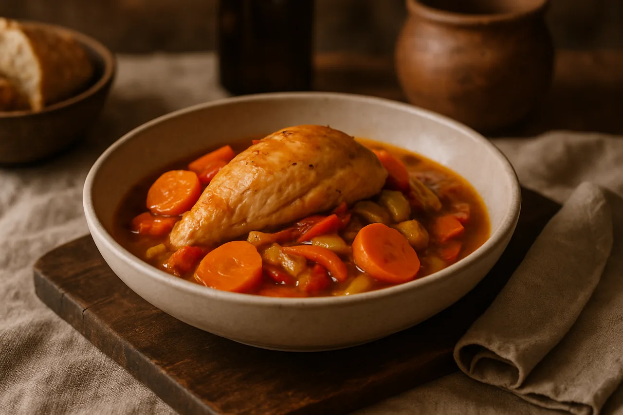 Pechuga de pollo guisada con zanahorias — receta canaria