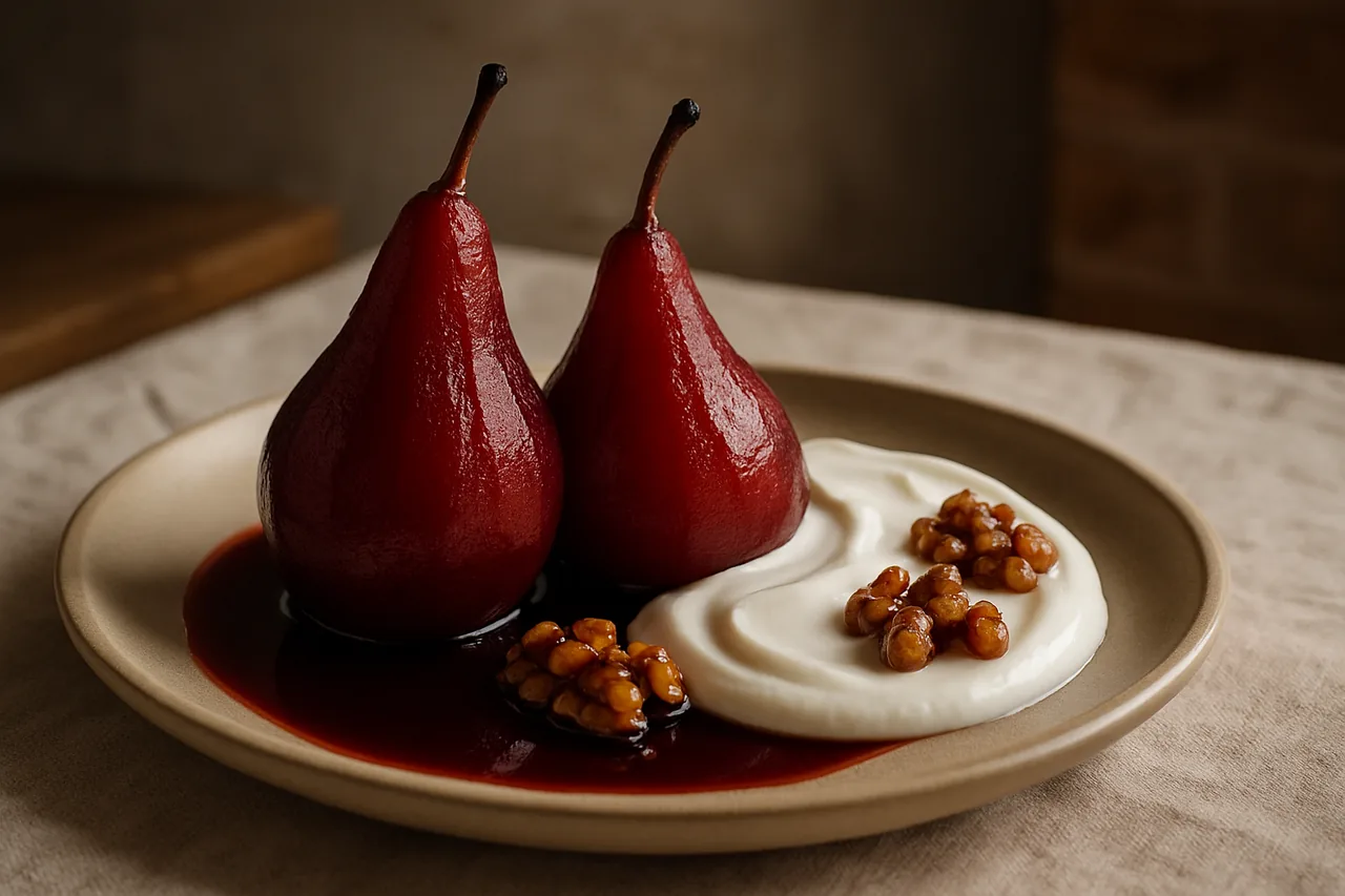 Foto de Peras al Oporto con Yogur
