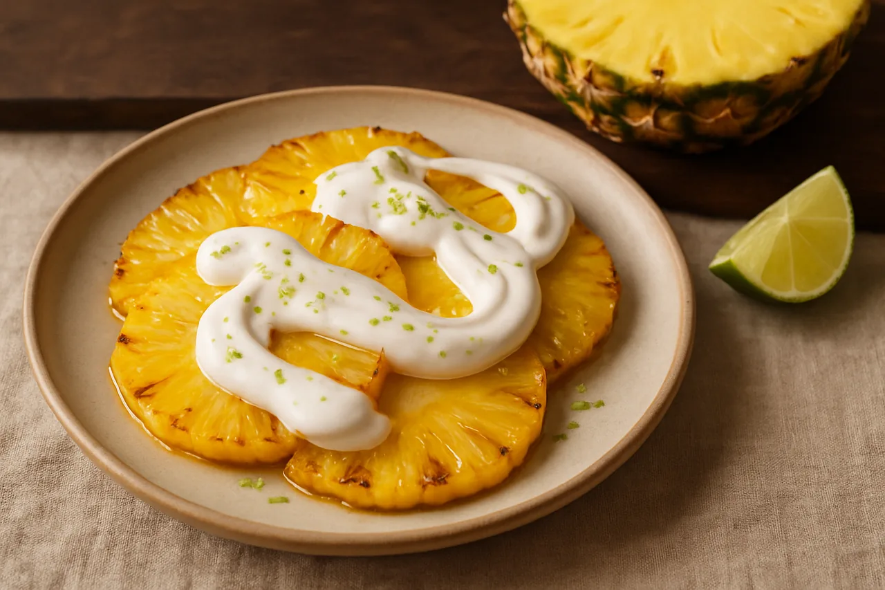 Foto de Piña Salteada con Merengue de Lima