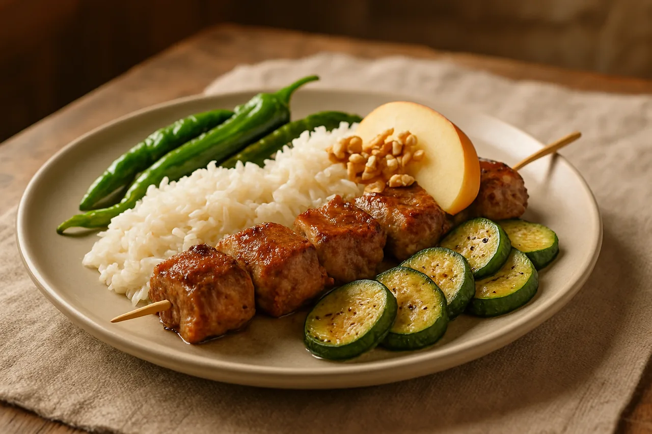 Foto de Pinchos de cerdo con arroz