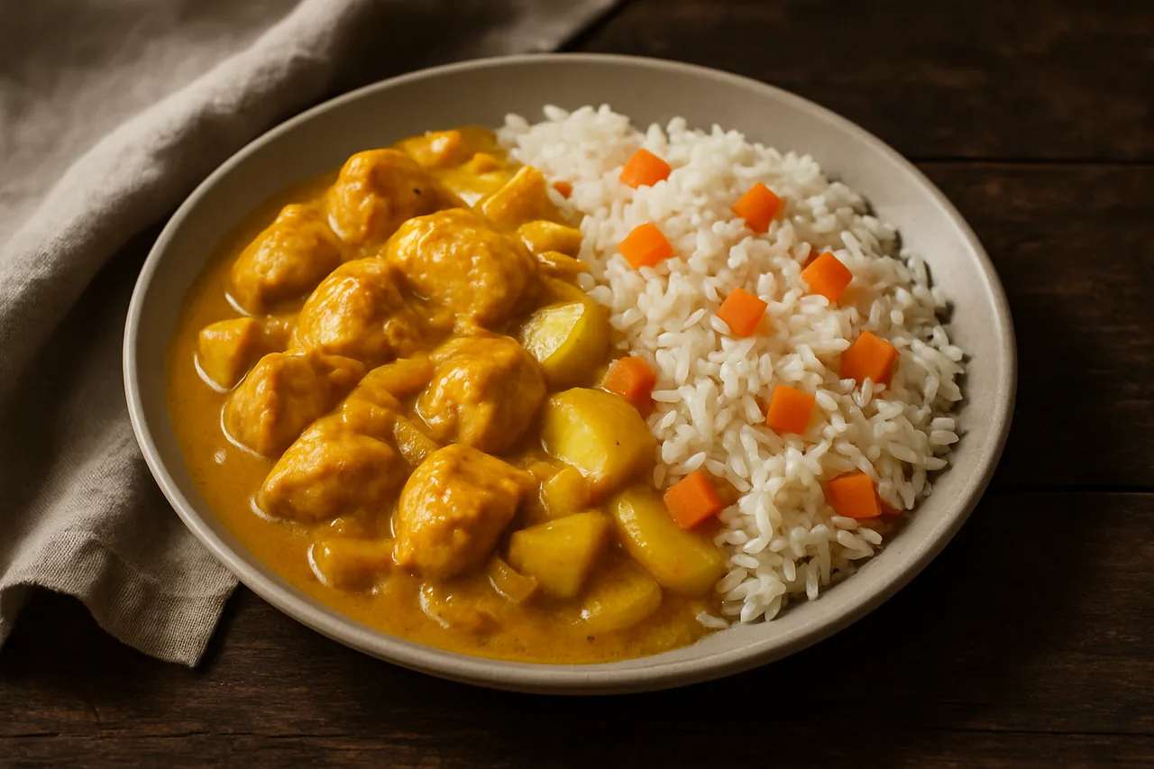 Foto de Pollo al curry con arroz basmati