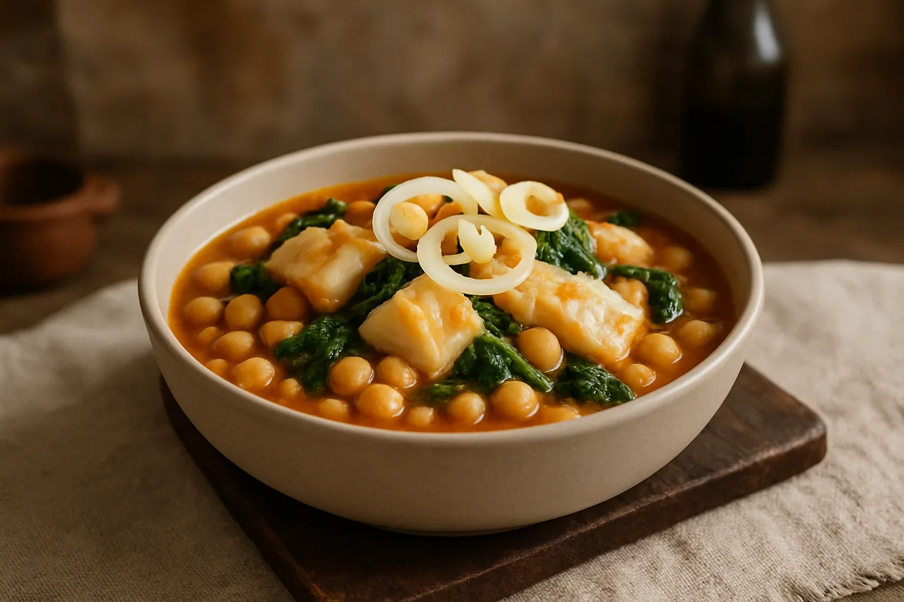 Potaje de garbanzos con bacalao — receta canaria