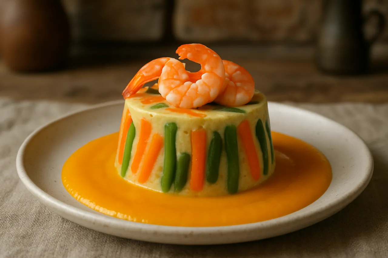 Foto de Pudin de verduras con crema de calabaza