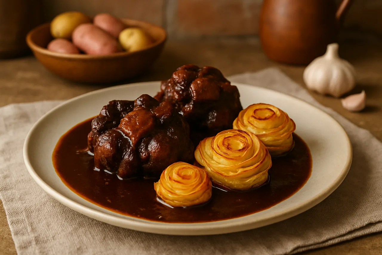 Foto de Rabo de ternera en salsa de vino tinto y chocolate