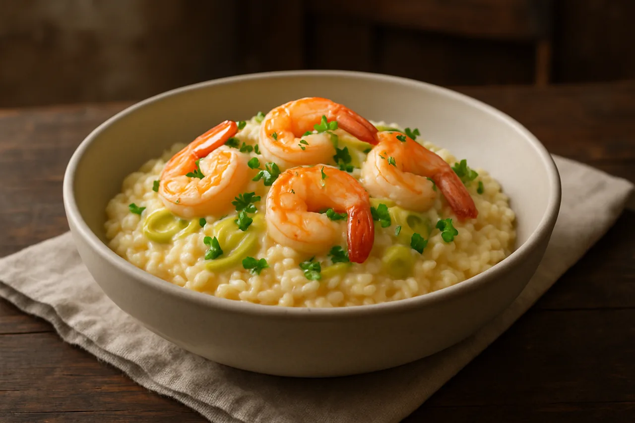 Foto de Risotto de Puerros y Gambas