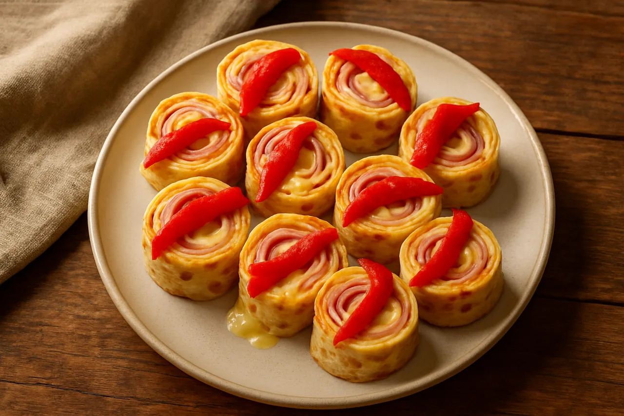 Foto de Rollitos de tortilla con queso y jamón