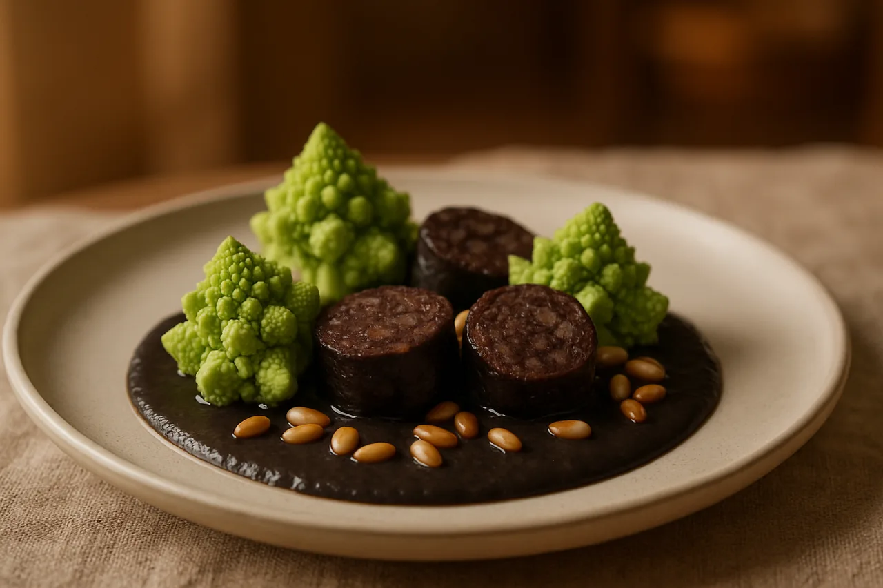 Foto de Romanesco con Morcilla y Salsa de Alubias