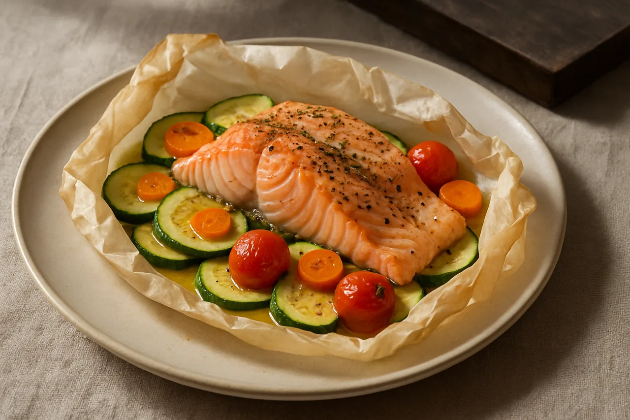 Foto de Salmón al Papillote con Verduras